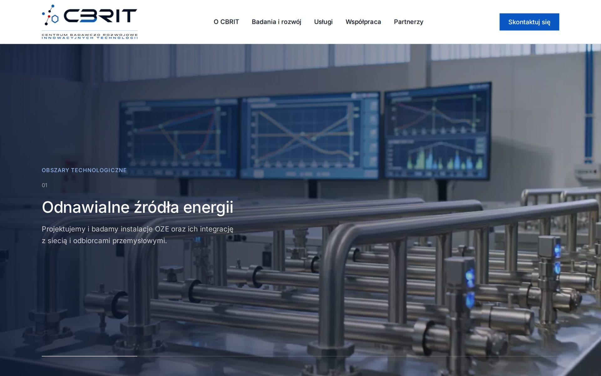 Sekcja serwisu cbrit.org opisująca odnawialne źródła energii