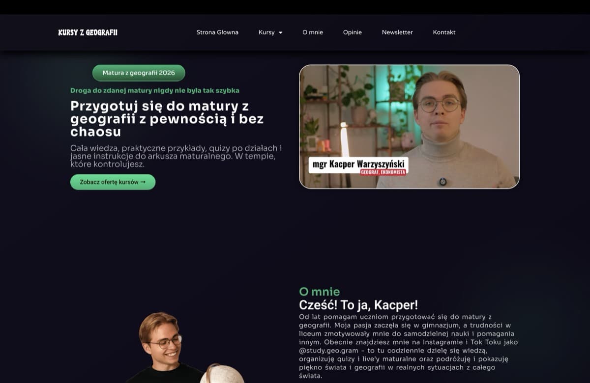 Strona sprzedażowa kursów maturalnych